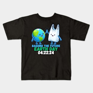 Bagging the future earth day 2024 Kids T-Shirt